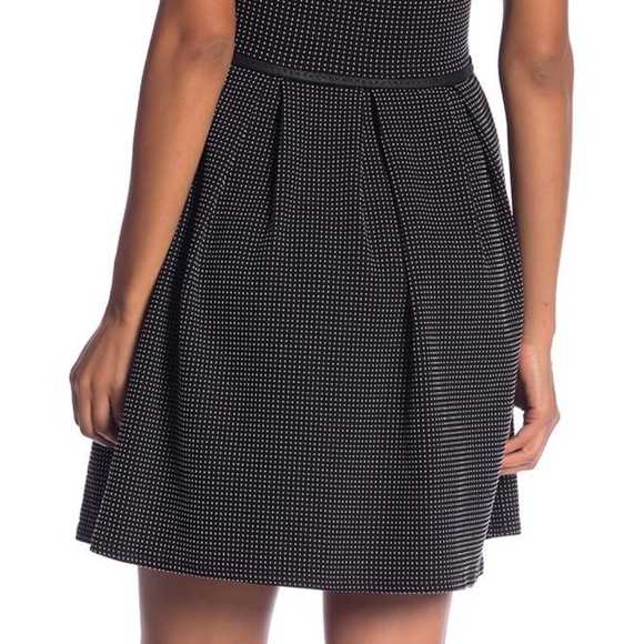 Max Studio Pin Dot Pleated Fit-and-Flare Dress - Picture 7 of 8